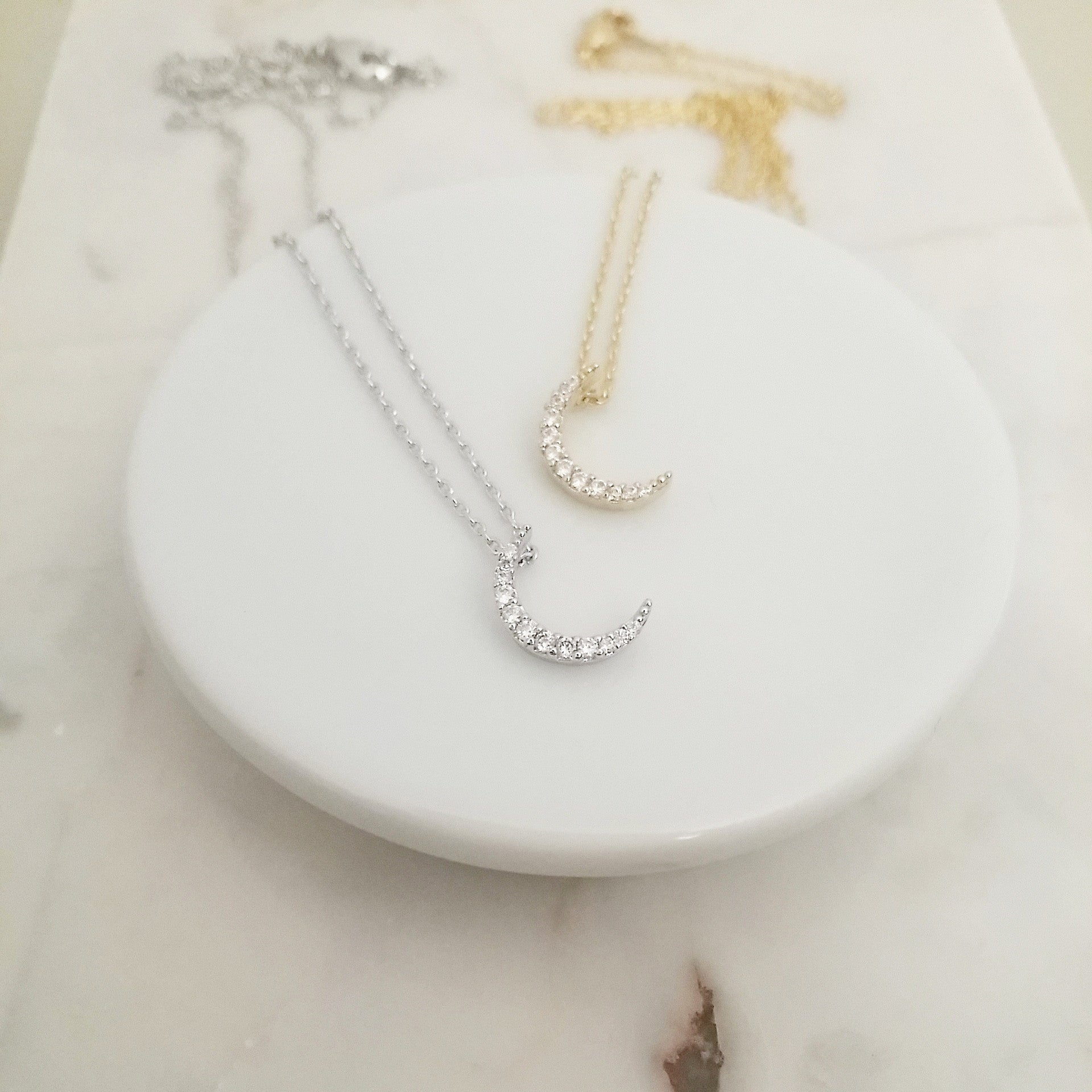 Pave Crescent Moon Necklace