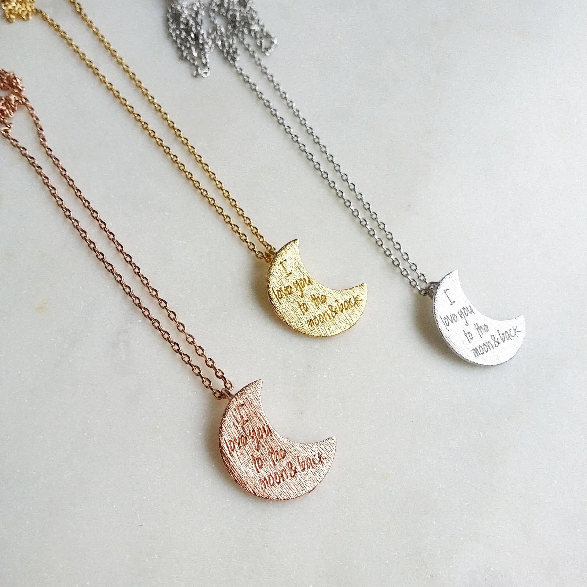 I love you to the moon & back (Crescent) Necklace