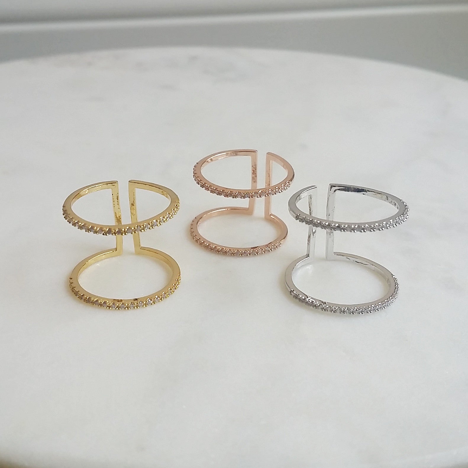 Double Band Pave Ring