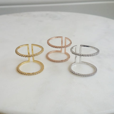 Double Band Pave Ring