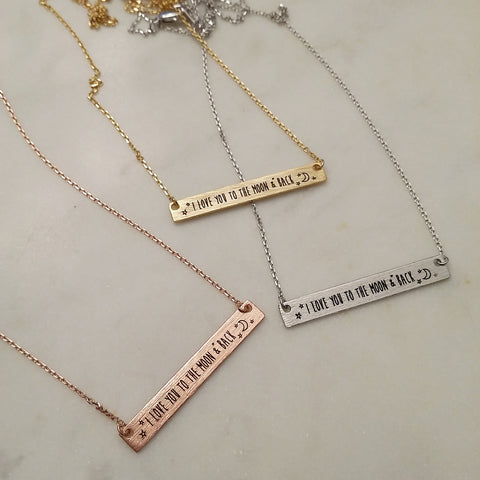 I LOVE YOU TO THE MOON & BACK (Bar) Necklace