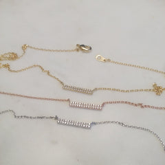 Pave Double Row Bar Necklace