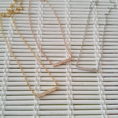 Pave Double Row Bar Necklace