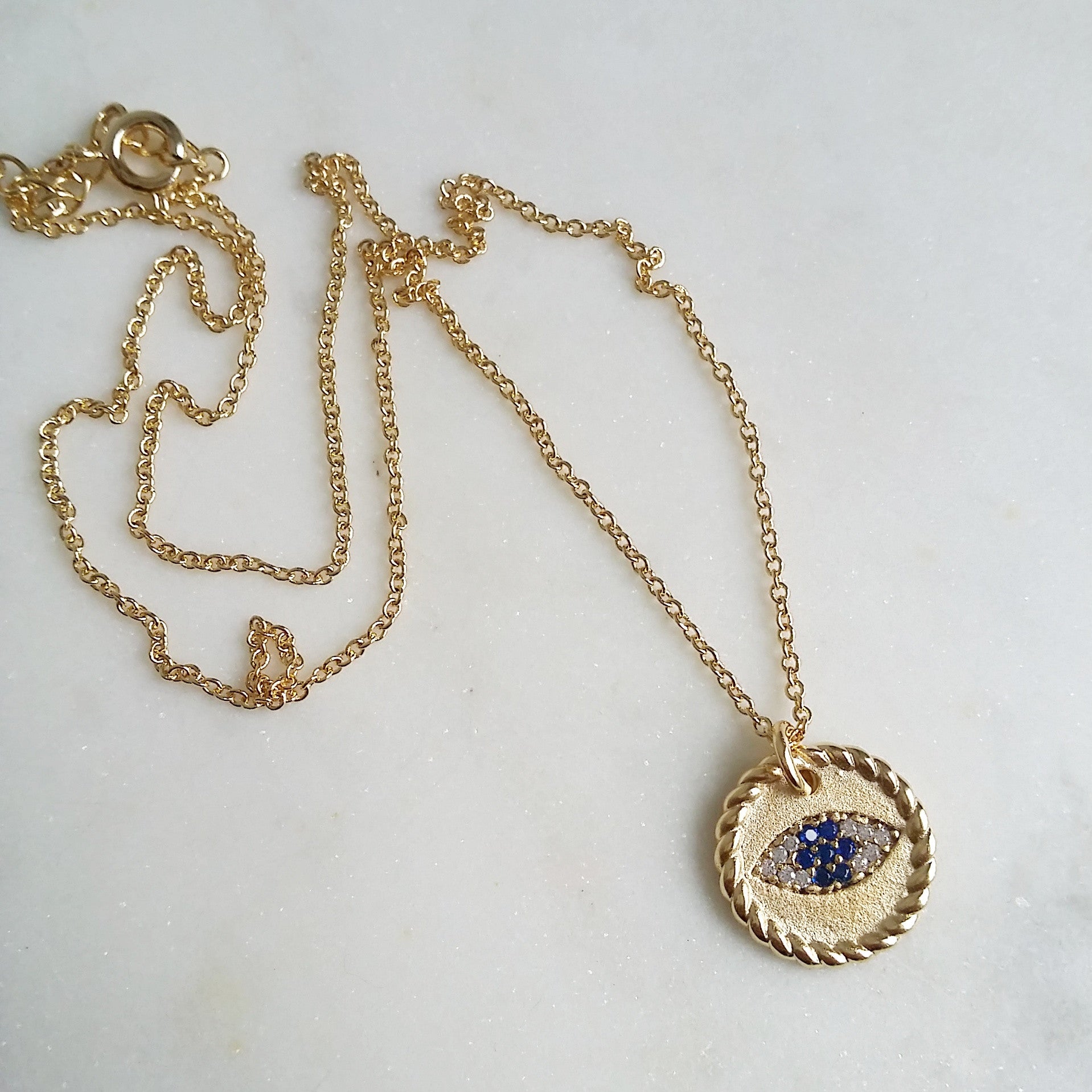 Evil Eye Rope Medallion Necklace