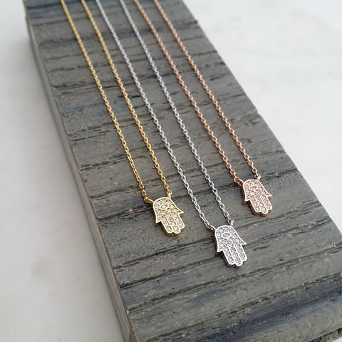 Pave Hamsa Necklace