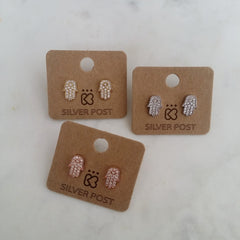 Pave Hamsa Earrings