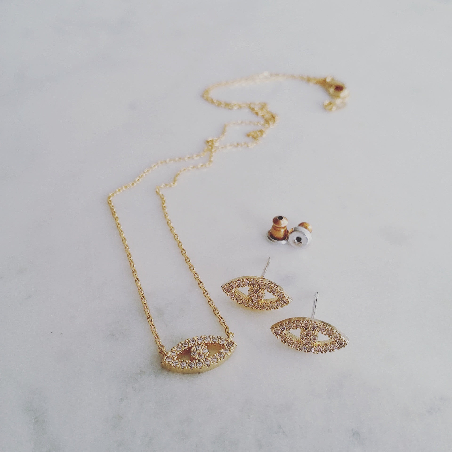 Pave Evil Eye Earrings
