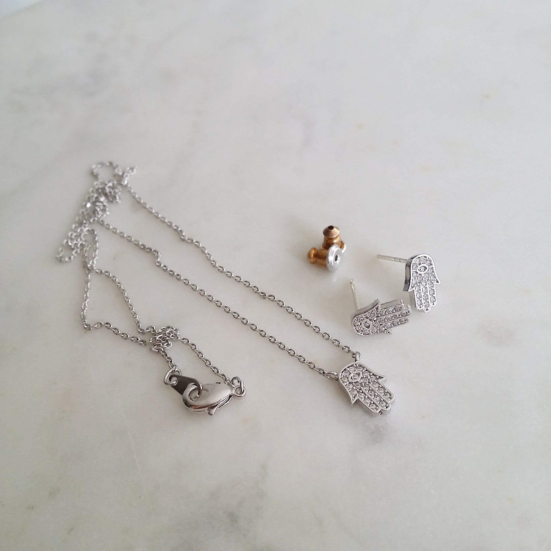 Pave Hamsa Earrings
