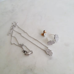 Pave Hamsa Earrings