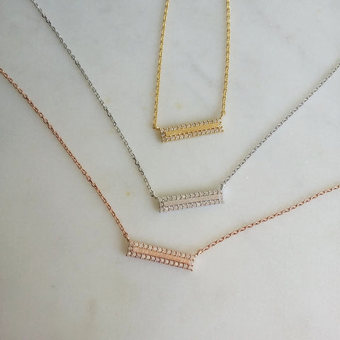 Pave Brick Bar Necklace