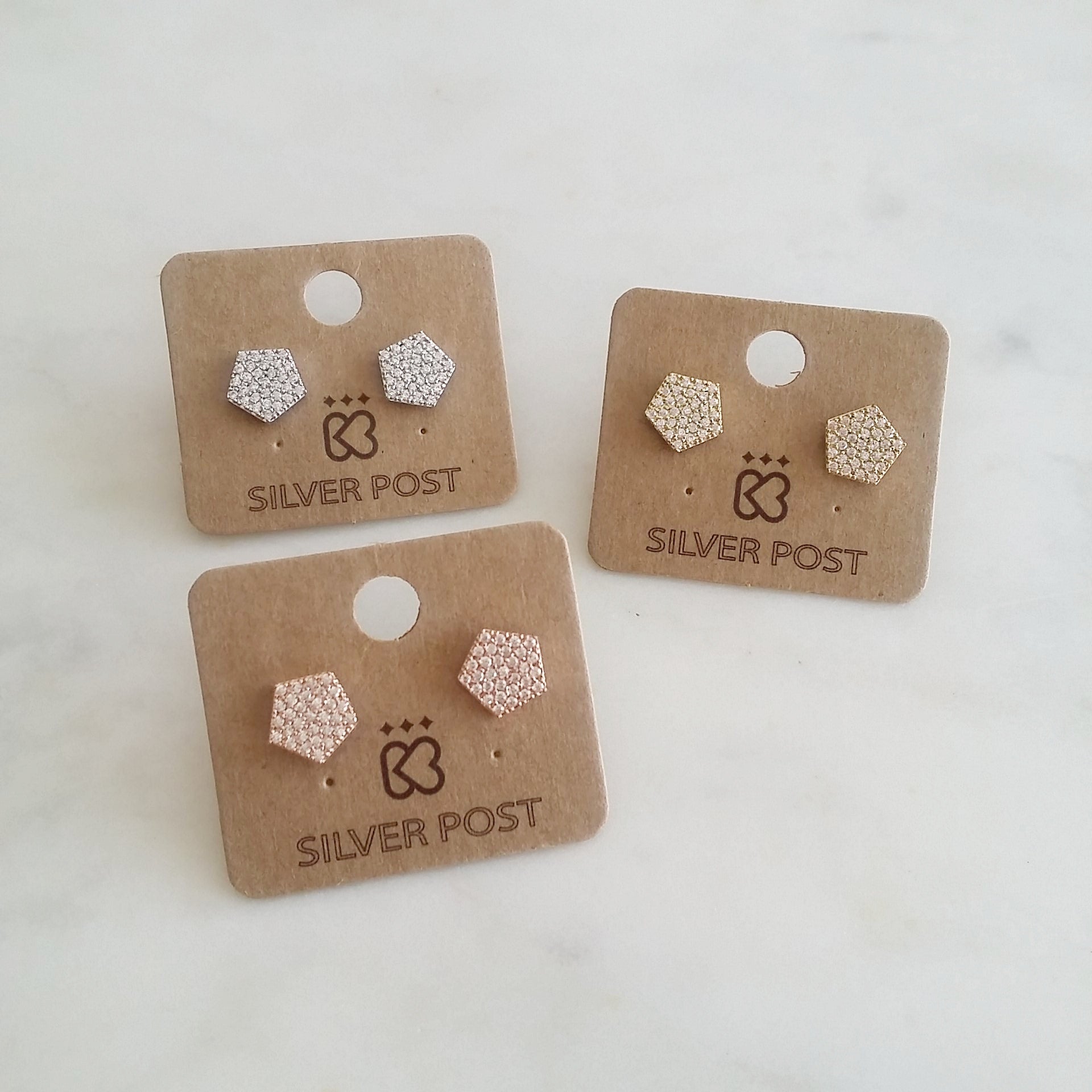 Pave Pentagon Earrings