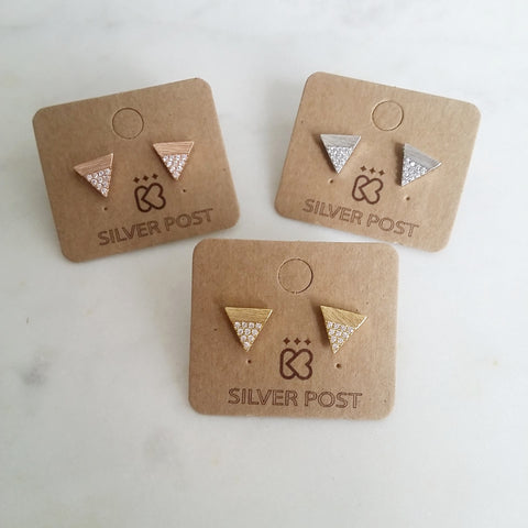 Pave Mini Triangle Earrings