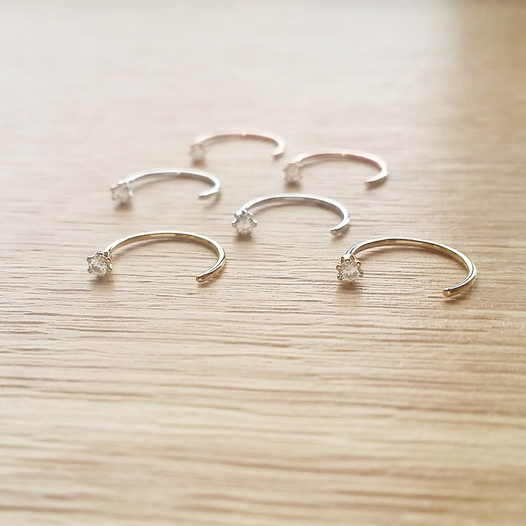 Open Hoop Earrings - cubic zirconia (cz) stone