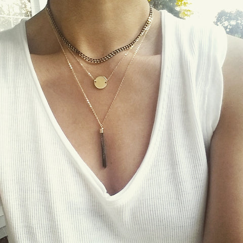 Layered Necklace: Coin Tassel
