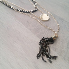 Layered Necklace: Coin Tassel