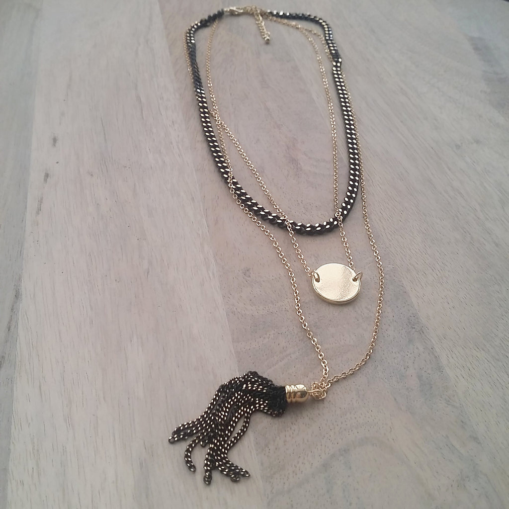 Layered Necklace: Coin Tassel