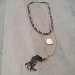 Layered Necklace: Coin Tassel