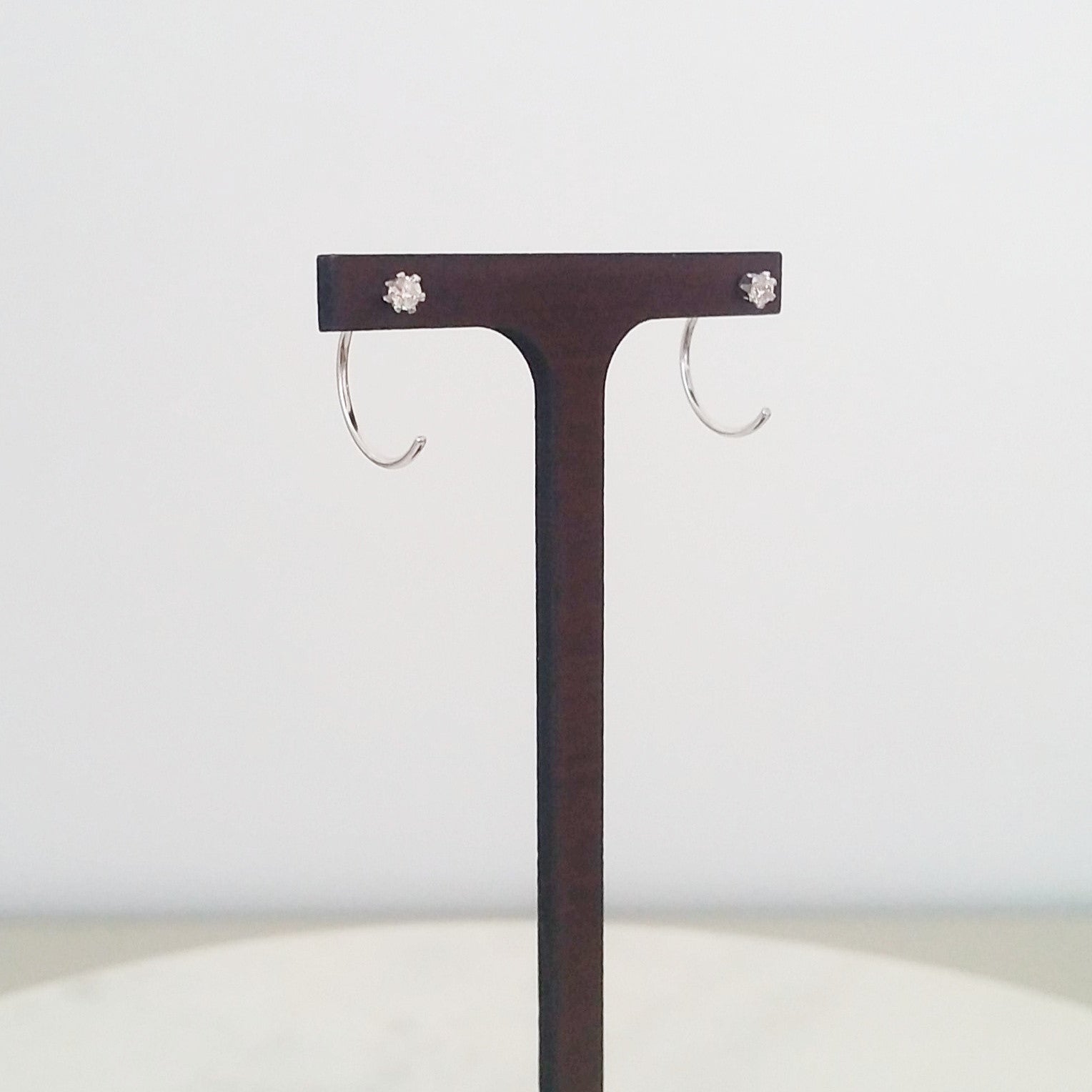 Open Hoop Earrings - cubic zirconia (cz) stone