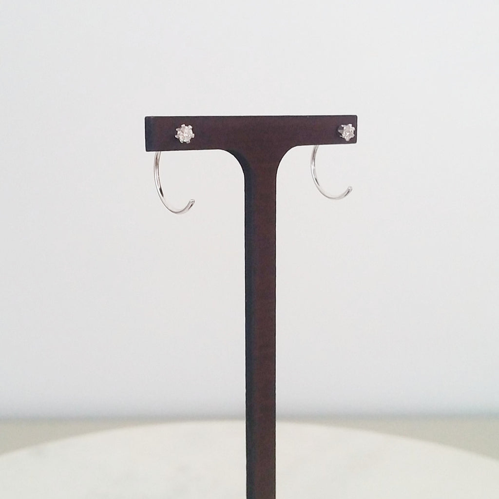 Open Hoop Earrings - cubic zirconia (cz) stone