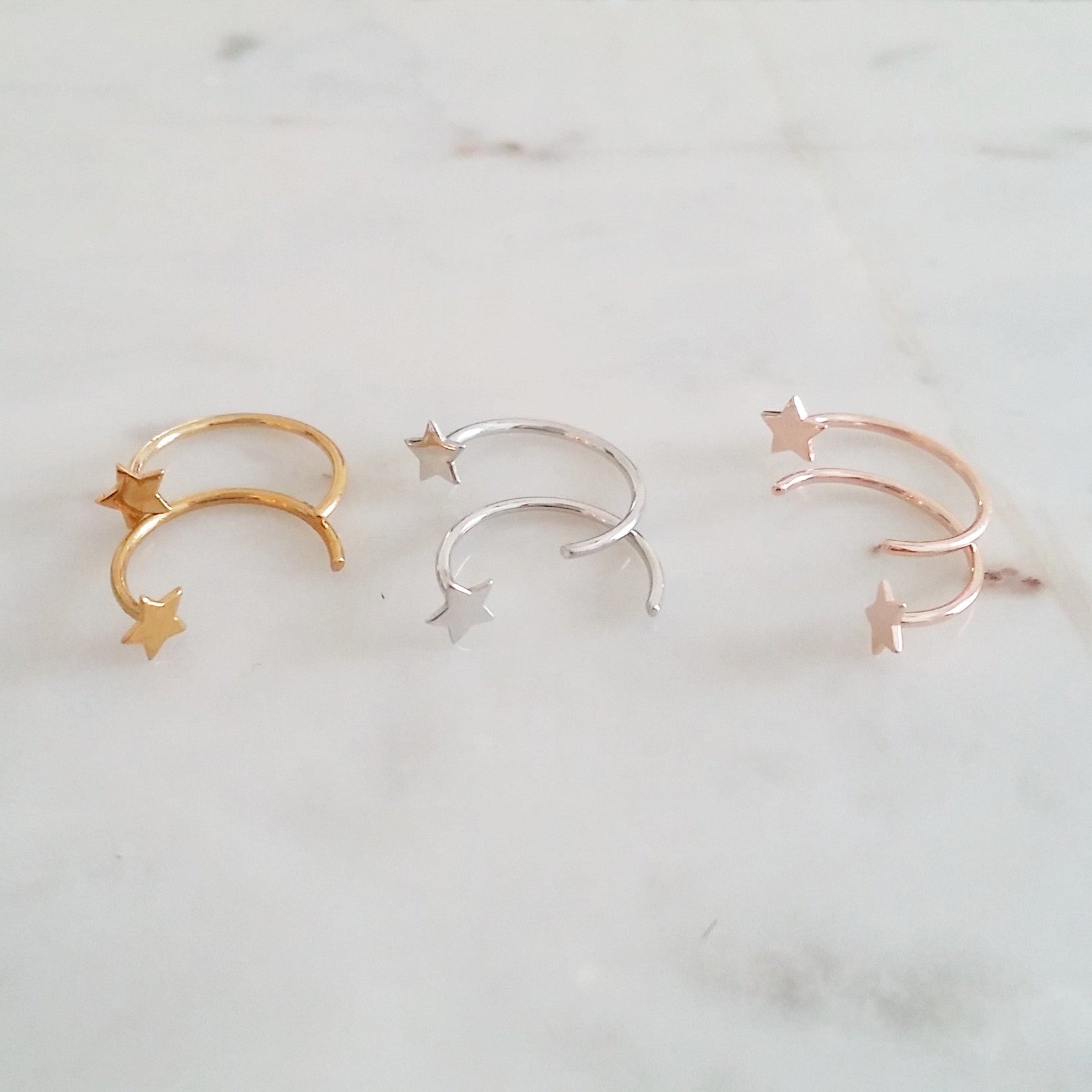 Open Hoop Earrings - Star