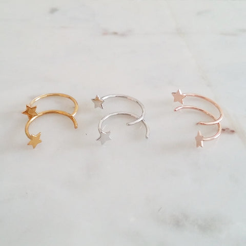 Open Hoop Earrings - Star