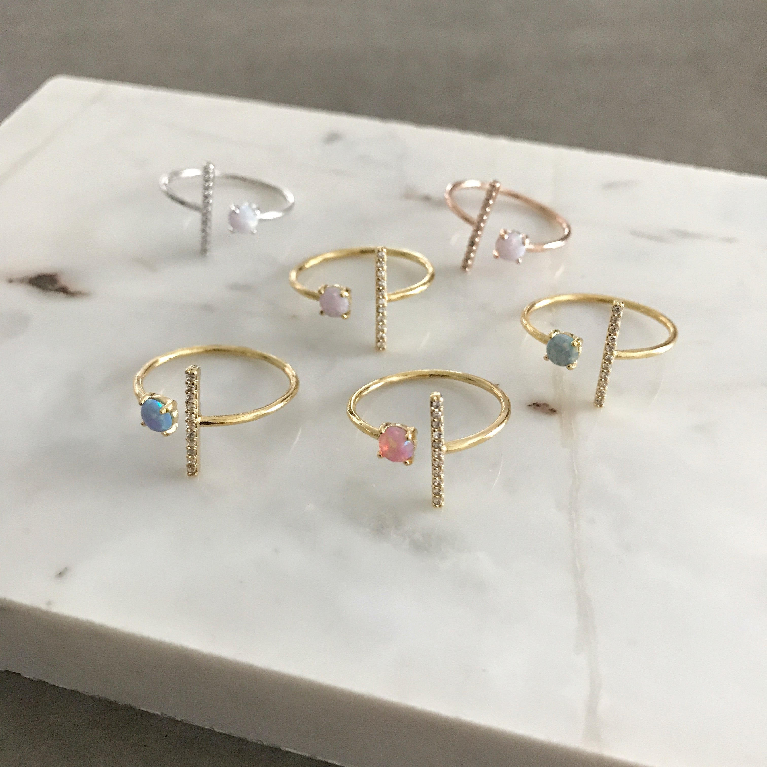 Opal Bling Bar Ring