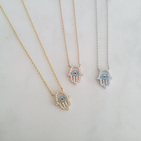 Pave Hamsa (Cutout) Necklace