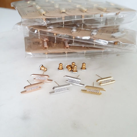 Pave Stacked Bar Earrings