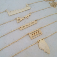 Chicago Coordinates Bar Necklace