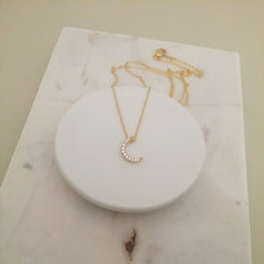 Pave Crescent Moon Necklace