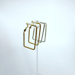 Rectangle Boss Hoop Earrings