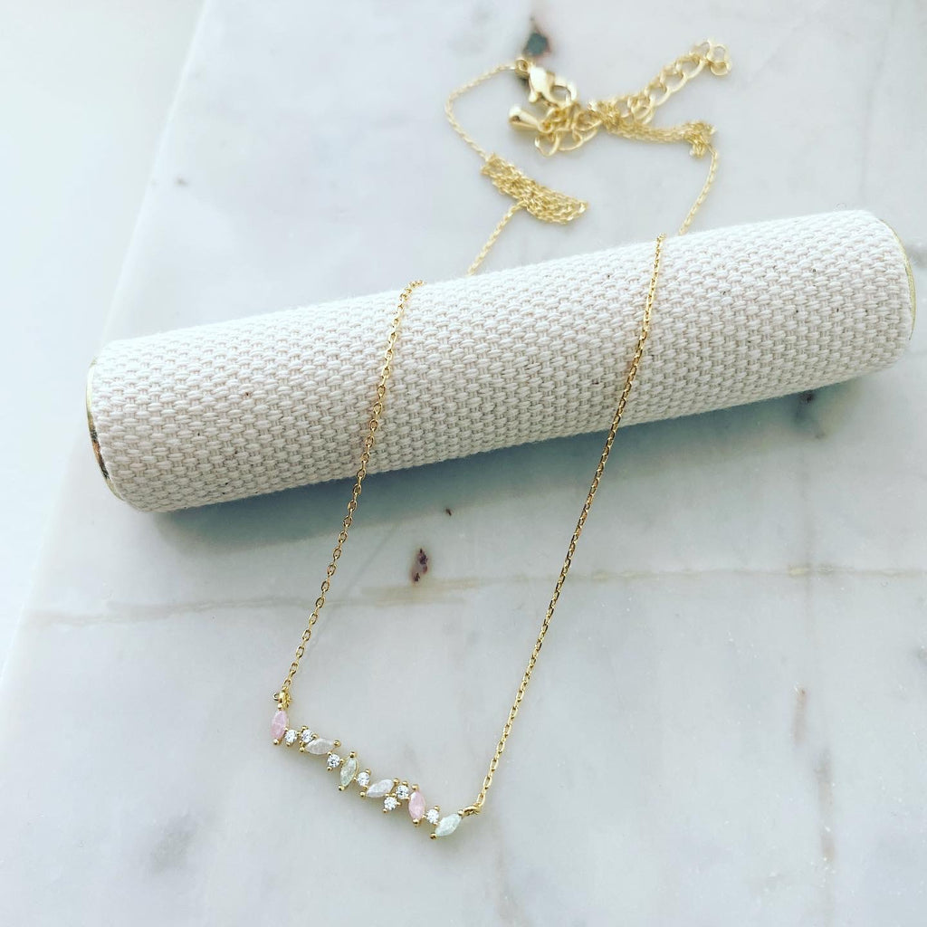 Marquise Cluster Bar Necklace