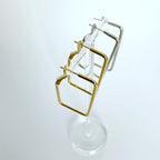 Rectangle Boss Hoop Earrings