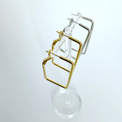 Rectangle Boss Hoop Earrings