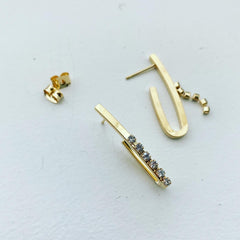 Curved Bar Bling Trim Earrings