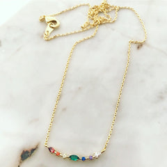 Rainbow Studded Curve Necklace