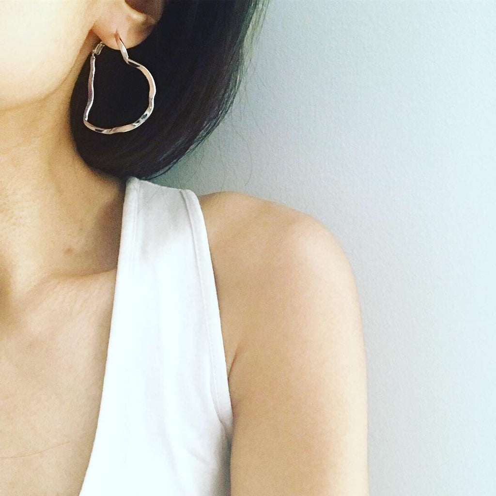 Heart Hammered Hoop Earrings