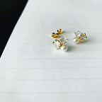 Pearl CZ Duo Earrings