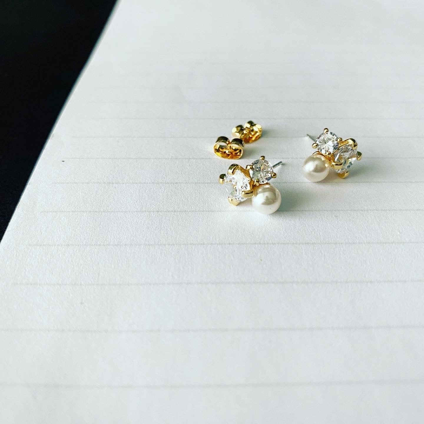 Pearl CZ Duo Earrings