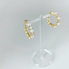 Pearl Cubic Alternating Hoop Earrings