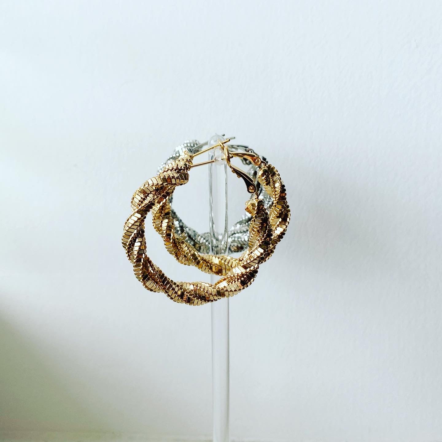 Box Chain Wrap Hoop Earrings
