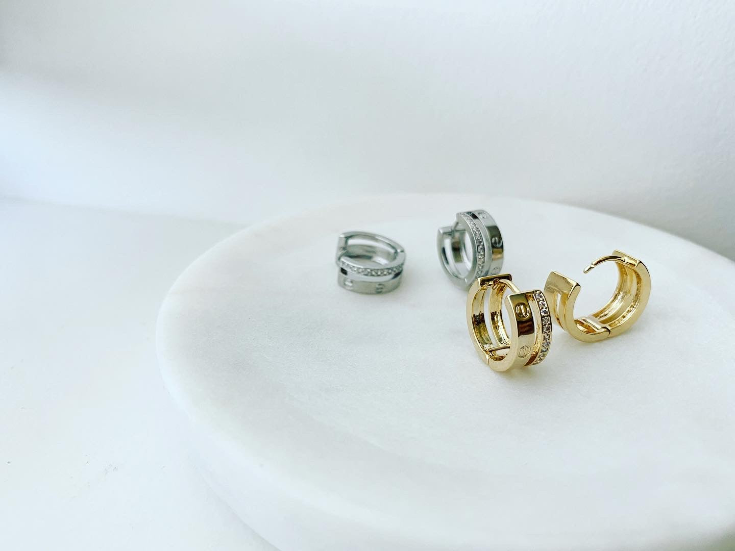 Huggie Hoop Earrings: Pavé Iconic LOVE