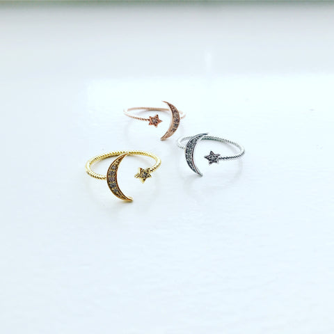 Moon & Star Ring