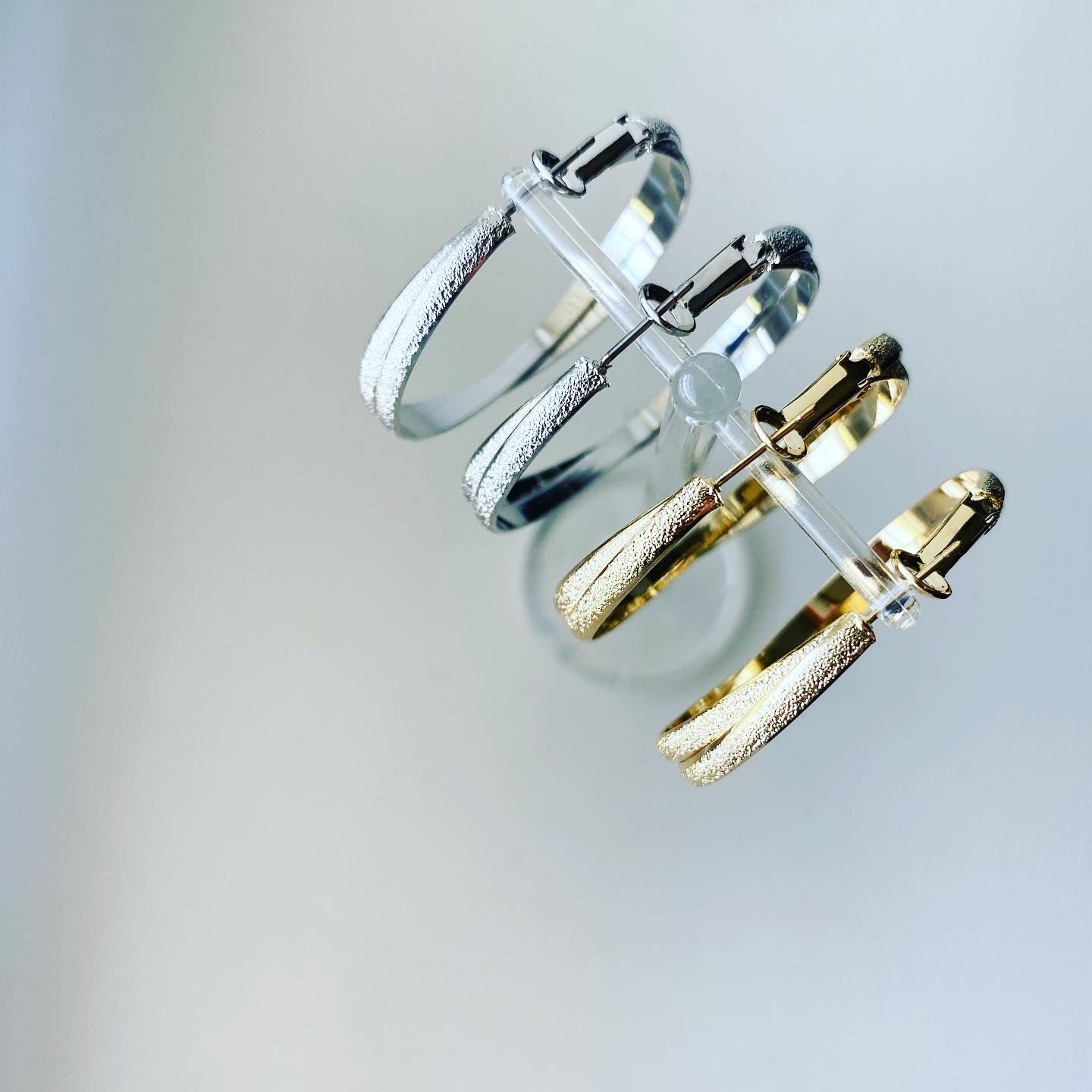 Criss Cross Shimmer Hoop Earrings