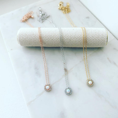 Micro Pavé Opal Necklace