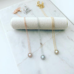 Micro Pavé Opal Necklace