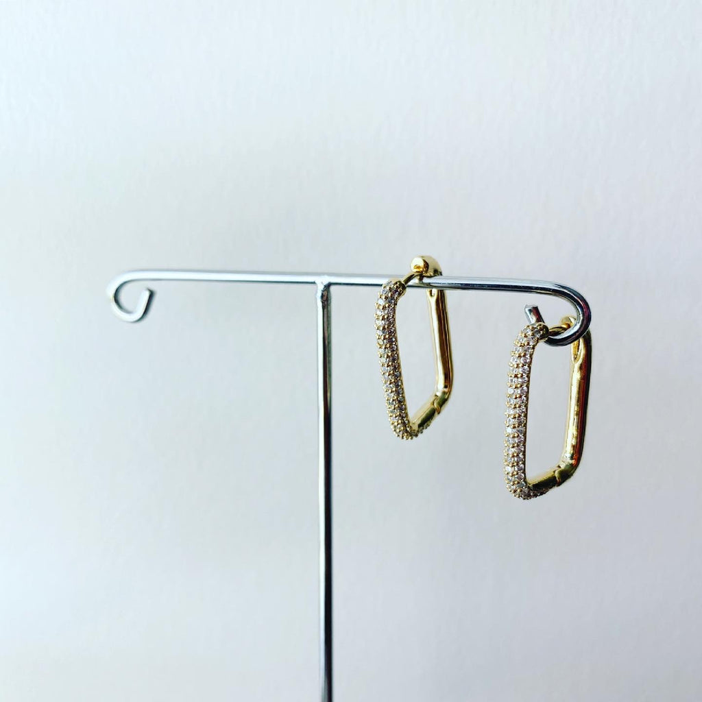 Pave Rectangular Hoop Earrings