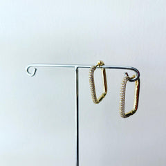 Pave Rectangular Hoop Earrings