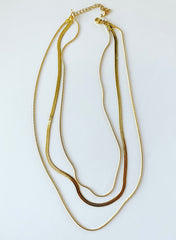 Layered Necklace: Herringbone Snake Combo