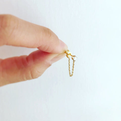 Precious CZ Chain Connection Earrings